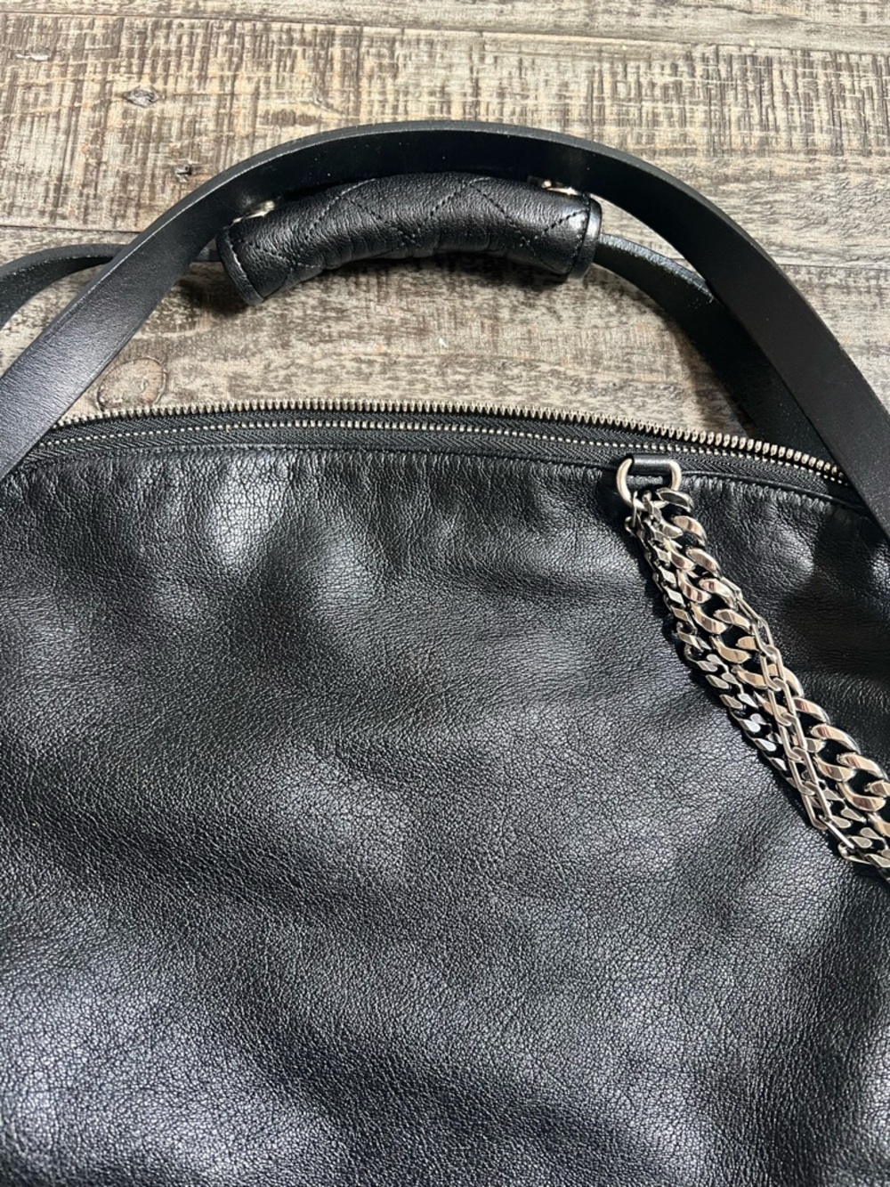 Jimmy Choo Black Quilted Shoulder Bag EUC 11x16x6 silver accent chains charms - Picture 14 of 15